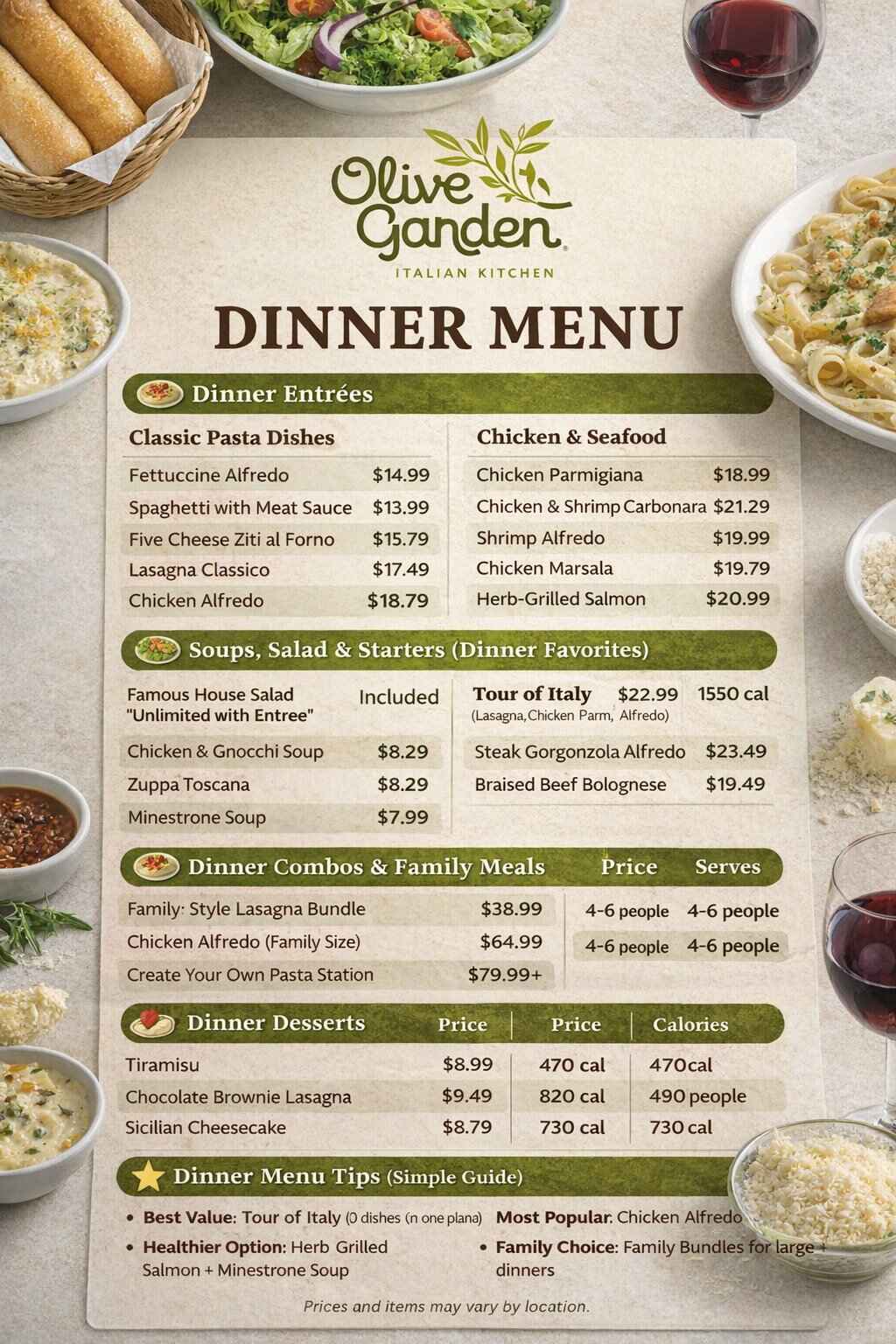 Olive Garden Dinner Menu