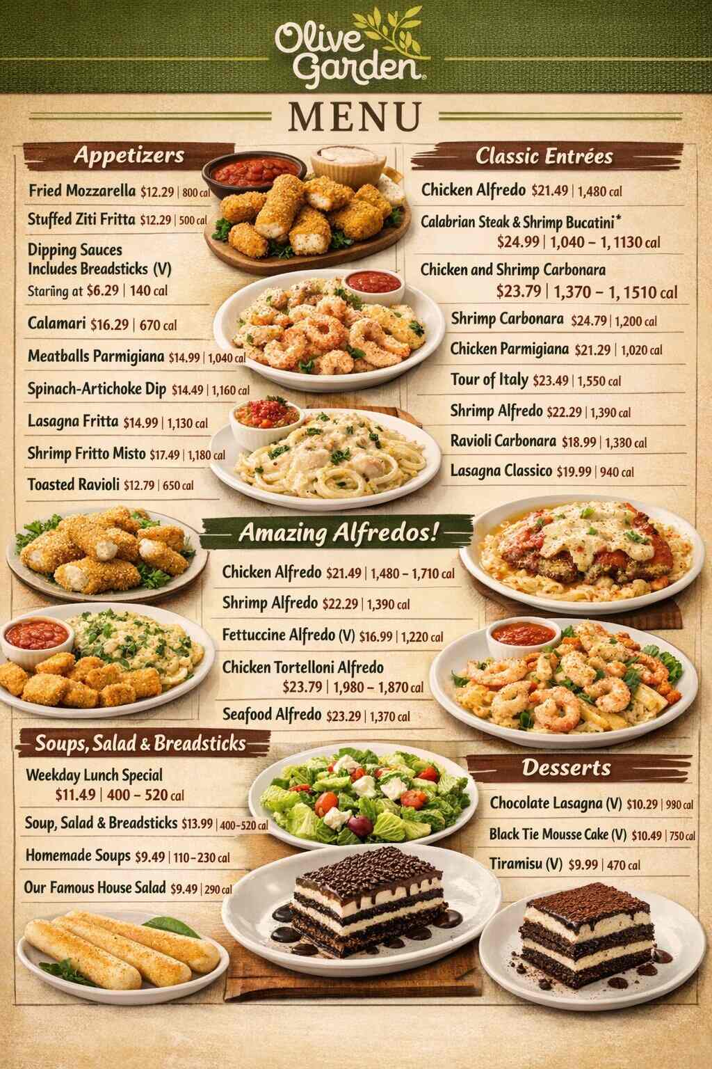 Olive Garden Menu With Prices